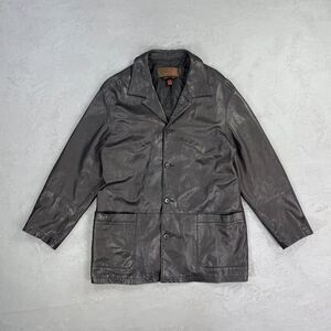 Vintage Danier Black Italian Leather Button Front Jacket Men's Large